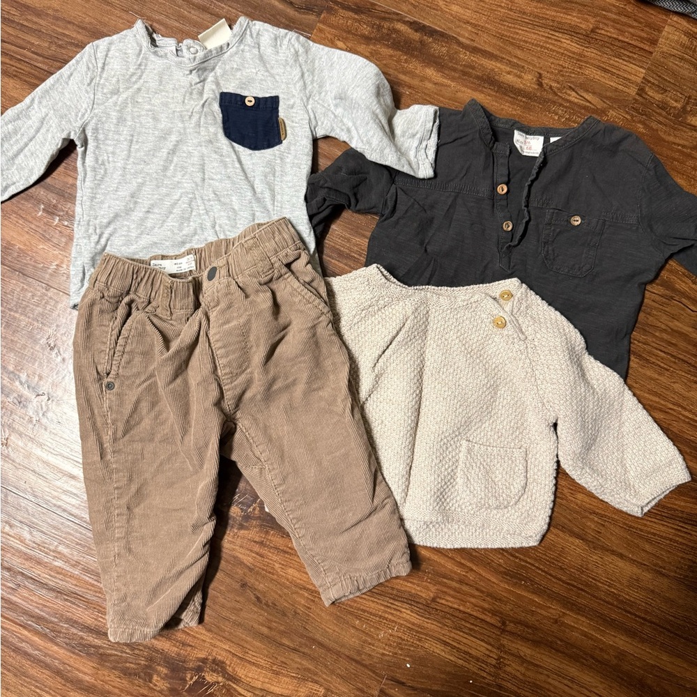 Children's Clothing Set - Gray, Black, Cream, and Brown